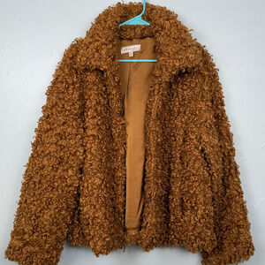 Philosophy Republic Faux Fur Teddy Coat XL Brown Curly Sherpa Cozy